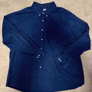 Lands End Button down - DEEP SEA NAVY PIN DOT 4XLT